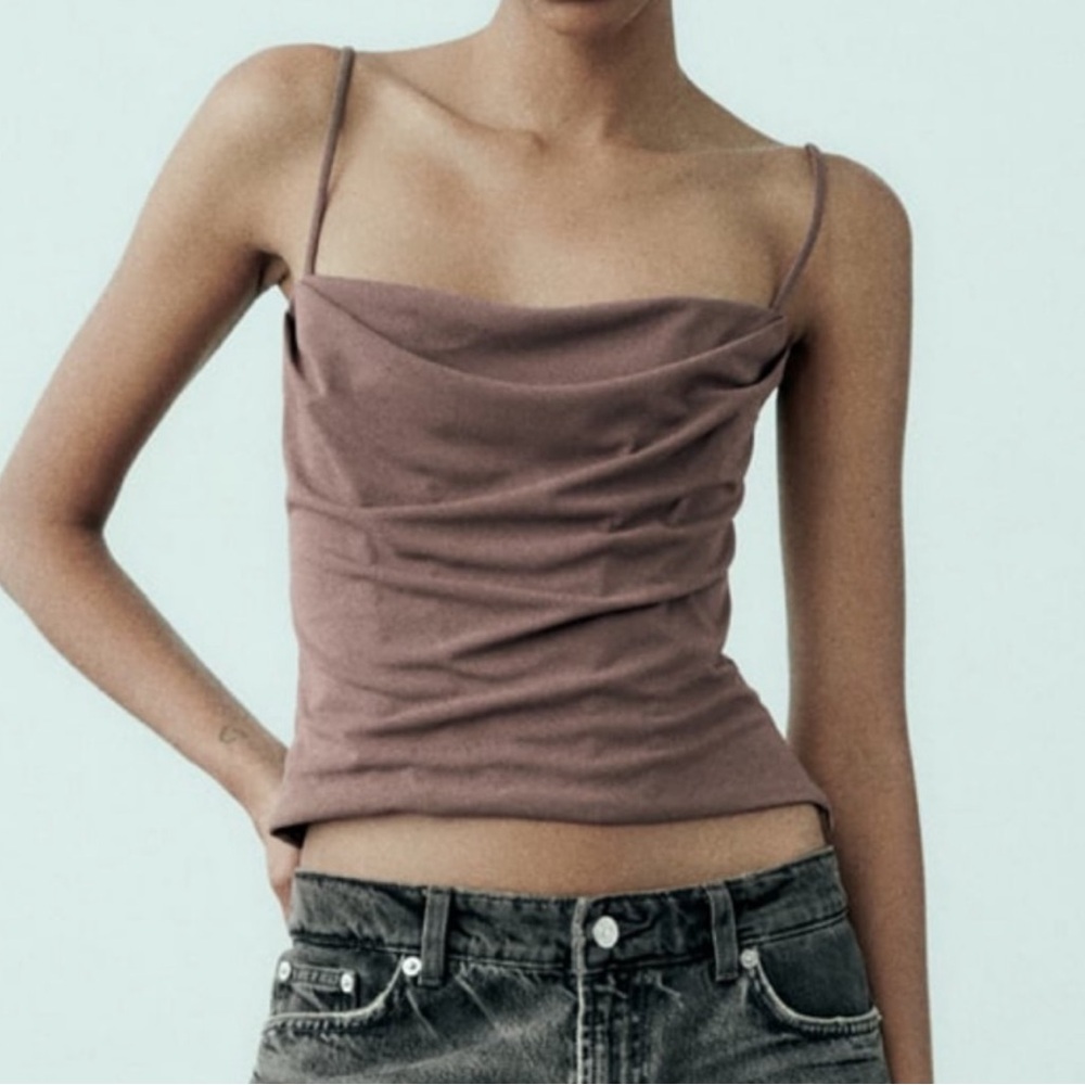 Zara Spaghetti Strap Ruched Corset Top